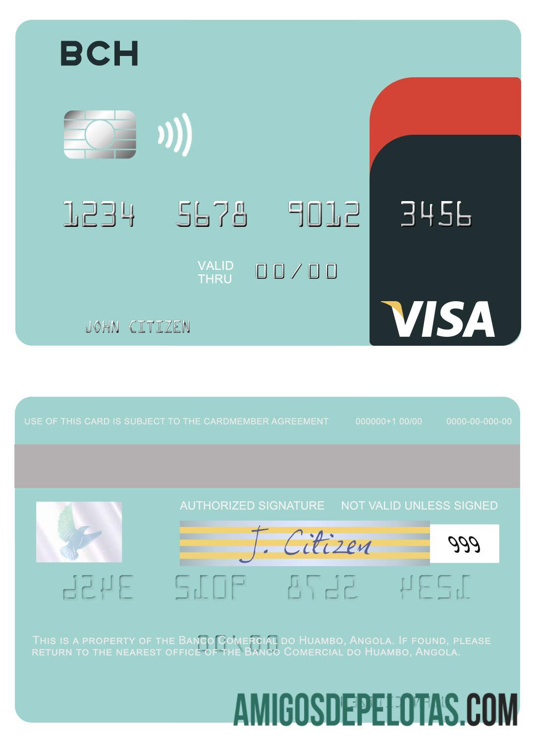 Angola Banco Comercial Do Huambo Visa Card exemplo real